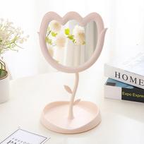 Removable Tulip Flower Makeup Mirror Home Decoration Multifunctional Makeup Mirrors with Jewelry Storage Adjustable Angle rožinė