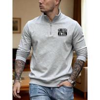 Provide Printed Men's Fashionable and Comfortable Zippered Tops, New Long Sleeved Polo Shirts, and Home Wear S pilka