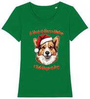Womens PEMBROKE WELSH CORGI Christmas T-Shirt Mens Womens Tees Top Santa Hat Dog Woof Wishes Gift Her M