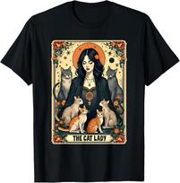The Cat Lady Tarot Card Shirt Women Witchy Gothic Cat Mom T-Shirt Mens Womens Tees Top L