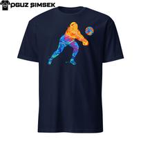 Abstract Colorful Silhouette Volleyball Player Unisex T-Shirt Mens Womens Tees Top Splash Design 3XL