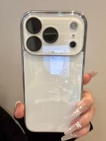 Prabangus grūdinto stiklo kameros apsaugos dėklas iPhone 17 16 15 14 13 12 Pro Max, dengtas rėmelis, smūgiams atsparus kietas galinis dangtelis For iPhone 13 Pro balta