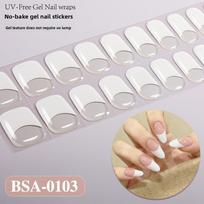 22Strips Gel Nail Stickers Semi Cured Full Cover Nail Patch Fashion Color French White Edge UV Nail Sticker