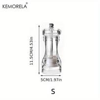 KEMORELA 1PCS Spices Mill Shaker Acrylic Manual Pepper Grinder Salt Spices Mill Shaker Transparent Kitchen Grinding Tool