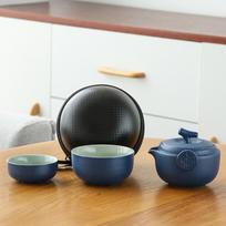 2 in 1 Tea Ceremony Teapot Set Ceramic Quick Cup Minimalist Chinese Teapot Set  Camping 500 ml mėlyna