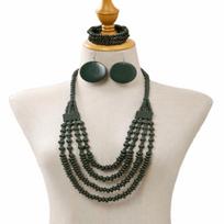 Colorful Vintage Boho Bib Beads Handmade Geometric Beaded Necklace Bohemia Necklace Set  Party Wear žalia