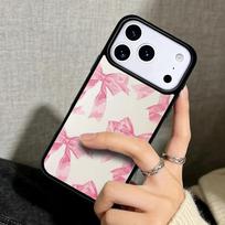 Capa Case for iPhone 17 Air 16 Pro Max 15 Plus 11 13 Mini 14 12 Back Phone Cover Aesthetic Pink Ribbons Bow Tie iPhone 16 Pro Max