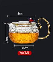 Wheat Ear Pattern Glass Teapot  Puer Kitchen Accessories Tea Teapots Kettle Coffee Pots Teaware Set Infuser Pot Dining Bar Home