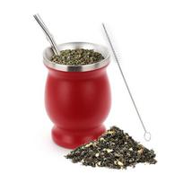 Yerba Mate Gourd Cup 304 Stainless Steel 8oz Mate Cup Double Wall 8oz Argentine Yerba Mate Gourd Cups for Hot and Cold Drinks <200ml raudona