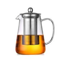 1Pcs Glass Teapot Heat Resistant Tea Kettle with Removable Stainless Steel Infuser Kettle KungFu Teaware for Green Tea Fruit Tea