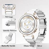 18mm Ceramics Bracelet Strap For Huawei Watch GT5 Pro 42mm Butterfly Buckle Replacement Wristband Huawei Watch GT 5 4 41MM Belt 18mm Width Watchband sidabro baltos spalvos