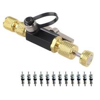 ABBY-Valve Cores Removal Tool With 12 Valve Core For 1/4-Inch And 5/16-Inch Vacuum-Rated 20 Microns Core Disassembly
