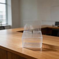 Clear Acrylic Donation Box with Secure Lock and Sign Holder for Fundraising Voting Collection in Office or School China Mainland