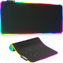 RGB LED mouse pad, large desk mat juoda