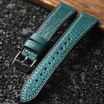 Handmade Genuine Leather Strap, 18 19 20 21 22MM Glacier Blue, Suitable for Diving Watches, Antique Watch Bracelet, Italian Head 19mm