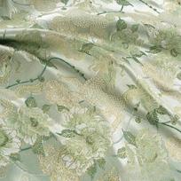 Wide 150cm Light Green Woven Satin Jacquard Fabric Gold Border Kirin Peony Fashionable Dress Jacket DIY Designer Sewing Fabric 100x150cm šviesiai žalios spalvos