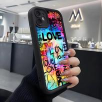 Spray-paint Graffiti Phone Case For IPhone Air 17 Pro Max 16 E 15 14 Pro Max 13 12 11 Mini Plus Soft Silicone Black Cover iPhone 15 Plus