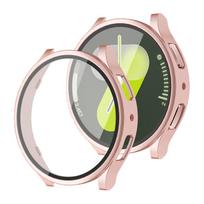 Case for Samsung Galaxy watch 4/5/6/7 44mm 40mm Accessories Full Screen protector Tempered Glass PC bumper Cover Galaxy watch 7 Galaxy watch 5 40mm rožinio aukso spalvos