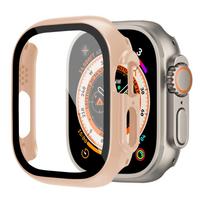 Cover For Apple Watch Ultra 3 Case 49mm Accessories PC Shockproof Bumper+Tempered Glass Screen Protector iwatch Series Ultra 2 49mm Ultra 1 2 3 rožinė