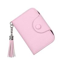 Portable Small Zipper Card Holder Wallet Compact Coin Purse with Tassel Keychain for Travel Daily Use One Size