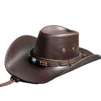 Sombrero Hombre Faux Leather Hiking For Men Travel Bucket cap Fisherman Hat Women Cap Cowboy Hat juoda