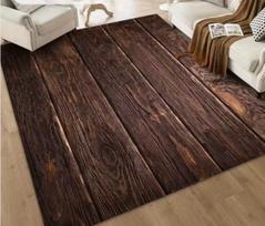 Brown Wood Grain Printed Area Pad Soft Living Room Bedroom Kitchen Retro Blue and Brown Bedroom Floor Pad Retro Wood Grain Pad 40x60cm