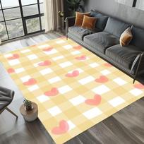 Checkered Heart Pattern Area Rug Cute Sweet Design Non Slip Washable Carpet for Bedroom Living Room Girl Room Home Decor 40x60cm