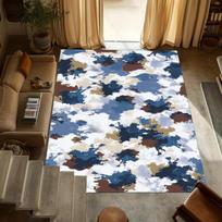 Modern Blue Camouflage Area Rug Abstract Camo Print NonSlip Floor Mat for Living Room Bedroom Game Room Man Cave Decor 40X60CM