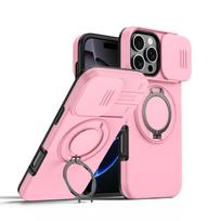 Case for IPhone 17 16 15 14 13 12 Pro Max Plus 17Air Heavy Duty Rugged Armor Magnetic Bracket Slide Camera Protection Cover iPhone17 rožinė