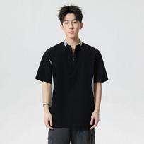 Men's All Match Relaxed Fit Everyday Contrast Color T Shirt M juoda