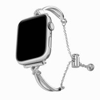 Fashion Women Apple Watch Strap, Adjustable Replacement Wristband Compatible with Apple Watch 38-49mm Series Ultra SE 1-11, Strap Only 38/40/41/S10-42mm Silver