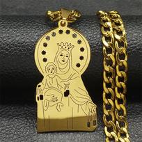 Catholic Christ Virgin Mary Jesus Necklace for Women Men Stainless Steel Gold Color Christian Holy Chain Amulet Jewelry ZZZ695