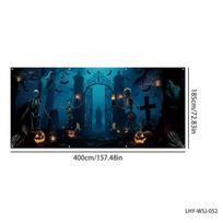 Halloween Garage Door Cover Cemetery Gate Banner 136ft Decorative Mural Backdrop Cover for Outdoor Holiday Home Wall Photography juoda