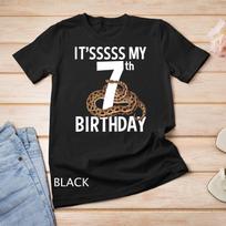 7 Year Old Snake Birthday Party Boa Python Reptile 7th Gift Unisex T-Shirt Mens Womens Tees Top S