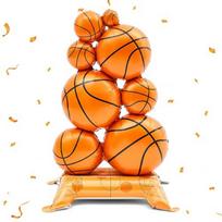 1/2Pcs 3D Standing Basketball Foil Balloon, Durable Leak-Proof Aluminum Basketball Balloon with Stable Base, No Helium Needed Fo Other
