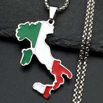 Italijos žemėlapio vėliavos pakabukas ant kaklo vyrams moterims aukso sidabro spalvos nerūdijančio plieno etninė tauta šalis grandinėlė papuošalas patriotiška dovana black