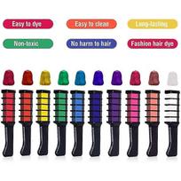 Vibrant Hair Chalk Comb Set - 10 Temporary Colors for Kids & Adults, Easy to Apply & Wash Out, Safe & Non-Toxic