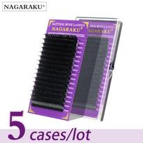 Blakstienų priauginimas NAGARAKU 5 dėklai matinė juoda 16 linijų minkšta švelni sintetinė audinė 0.05C 7mm*5 cases juoda