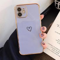 Electroplating Phone Case Bumper For Iphone 11 12 13 Pro Max Mini Xr X Xs 7 8 Plus Se Love Heart Soft Tpu Shockproof Back Cover For iPhone 13 Mini pilka