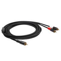 Y kabelis 1 RCA kištukinis į 2 RCA kištukinis stereo garso kabelis Dvigubas ekranuotas paauksuotas 16,4 pėdų stiprintuvas TV maišytuvas CD DVD grotuvai Y adapteris garso kabeliai 2m juoda