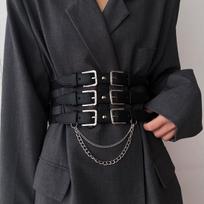 Elastinis korsetinis diržas, moteriškas kutas, tamprus Cummerbunds dizainerių sukurtas diržas moterims Goth Black Waistband plius dydis 70cm juoda