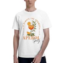 Aperol Spritz Design T Shirts for Men Cotton Crazy T-Shirt O Neck Summer drink with oranges & quote Tee Shirt Short Sleeve Tops S
