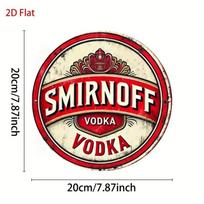Vintage Smirnoff Vodka Metal Tin Sign 8 Inch Round Wall Art for Bar Kitchen Office 20x20