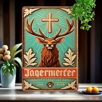 Vintažinis Jagermeister metalinis skardos ženklas Retro aliuminio sienos menas Namų baro dekoras 20x30 įvairiaspalvis