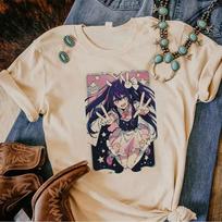 Oshi no Ko Hoshino Ai Bunny Ear Anime T-Shirt, Unisex Idol Anime Streetwear Tee, 100% Cotton Casual Short Sleeve Top 4XL