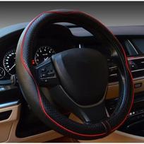 38cm Microfiber Leather Steering Wheel Cover Diamond Stitch Pattern Anti-slip Grip Universal Fit For Cars Black Red Auto Interior Accessory raudona