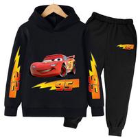 Animacinis Anime Žaibas Makvynas Madingi Šaunūs Spaudiniai Laisvi Šilti Patogūs Berniukų Mergaičių Hoodies Ilgomis Rankovėmis Rinkinys 110cm juoda