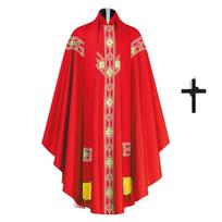 Bažnyčia Katalikų Kunigo Chasulos Liturginiai drabužiai Bažnyčios Mišioms Drabužiai Chalatas su stole XL raudona