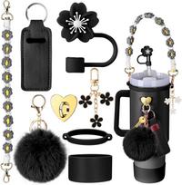 8pcs Cup Accessories for Stanley 30 40oz Tumbler with Handle Strap Chapstick Holder Boot Keychain Charms Straw Topper Cover Cap