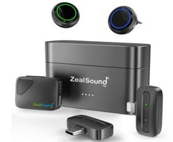 ZealSound Wireless Lavalier Microphone 3 TX 2 RX Charging Wireless Microphone for Instant Noise 40 Hours Battery 300m Transmission for - + + Case,